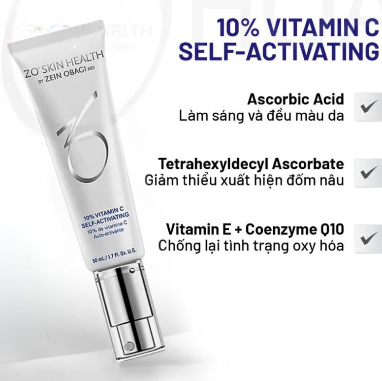 Hình: Thành phần chủ động của Zo Skin Health 10% Vitamin C Self-Activating