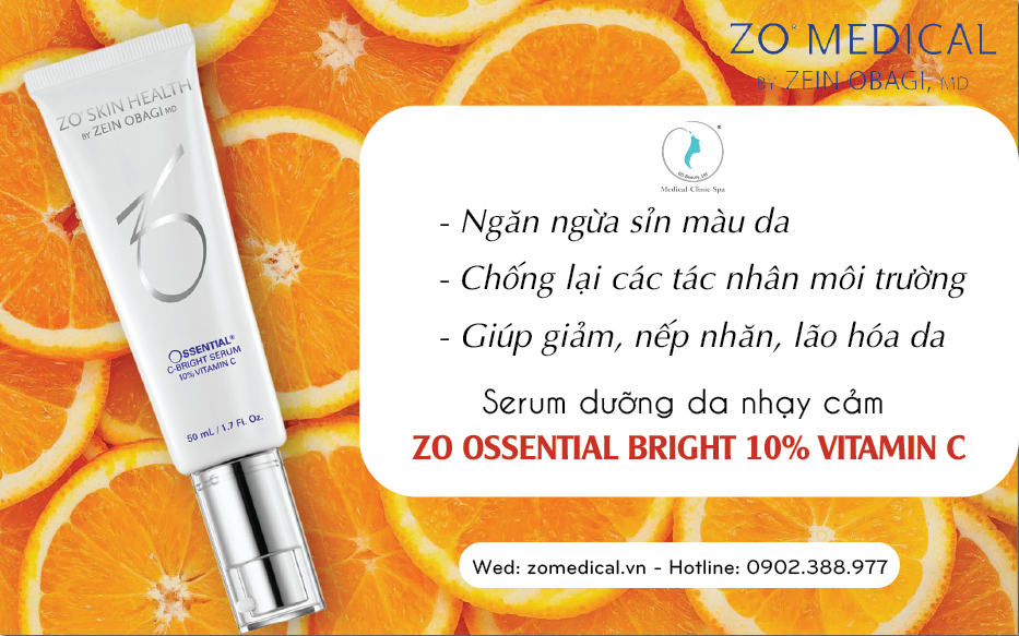 Công dụng của serum dưỡng da nhạy cảm ZO OSSENTIAL BRIGHT 10% VITAMIN C