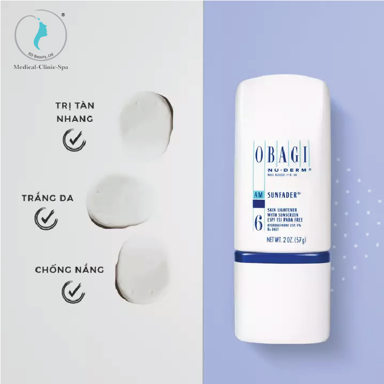Obagi Nu-derm Sunfader Skin Lightener With Sunscreen SPF 15 chứa hoạt chất trắng da