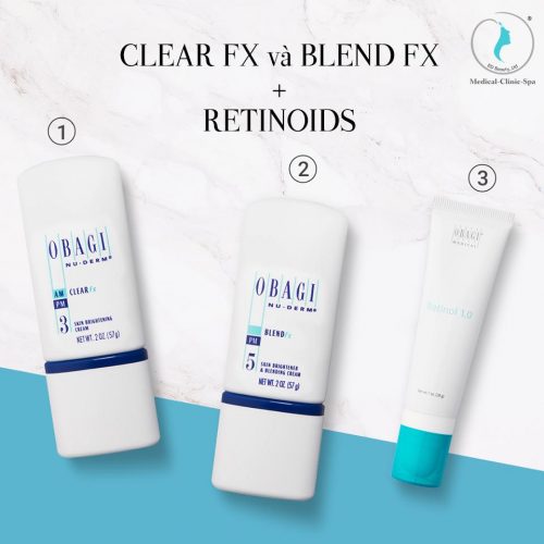 Bộ đôi trị nám Obagi Clear FX và Blend FX kết hợp với Retinoids