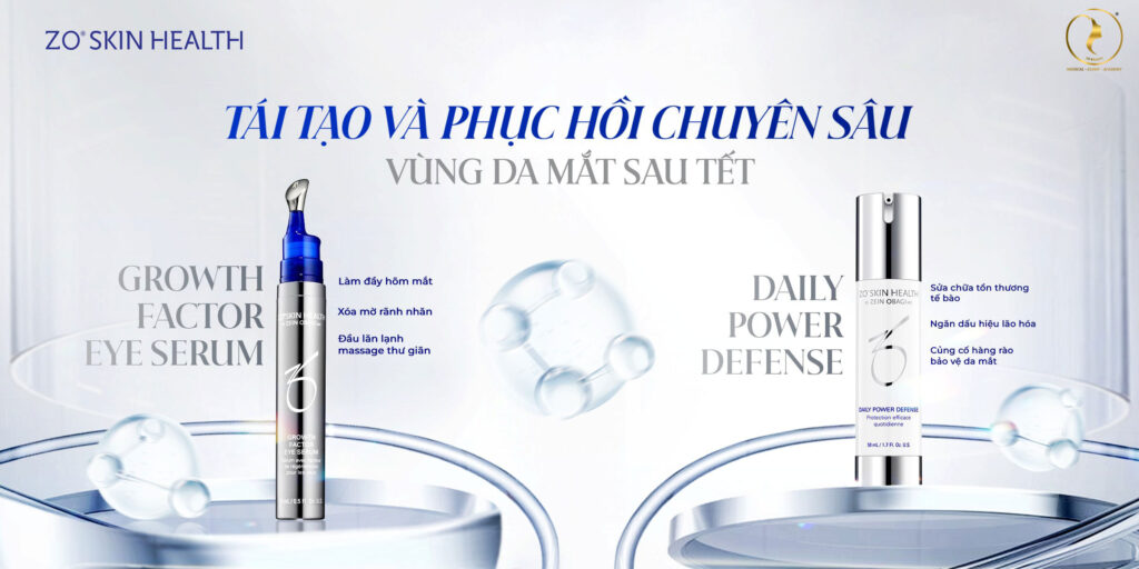 Hình: 2 sản phẩm Zo Skin Health tái tạo vùng da mắt sau tết