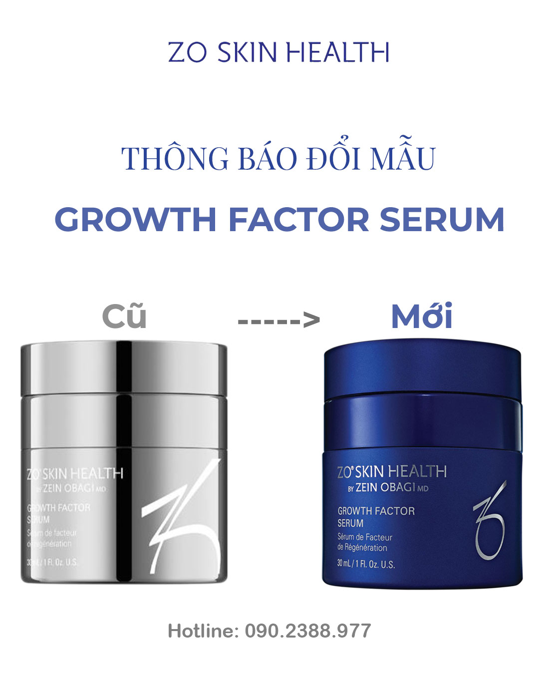 Hình: Mẫu mã sản phẩm Zo Skin Health Growth Factor Serum có sự thay đổi