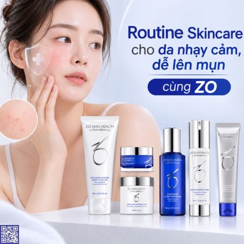 routine chăm sóc da dầu mụn với zo skin health